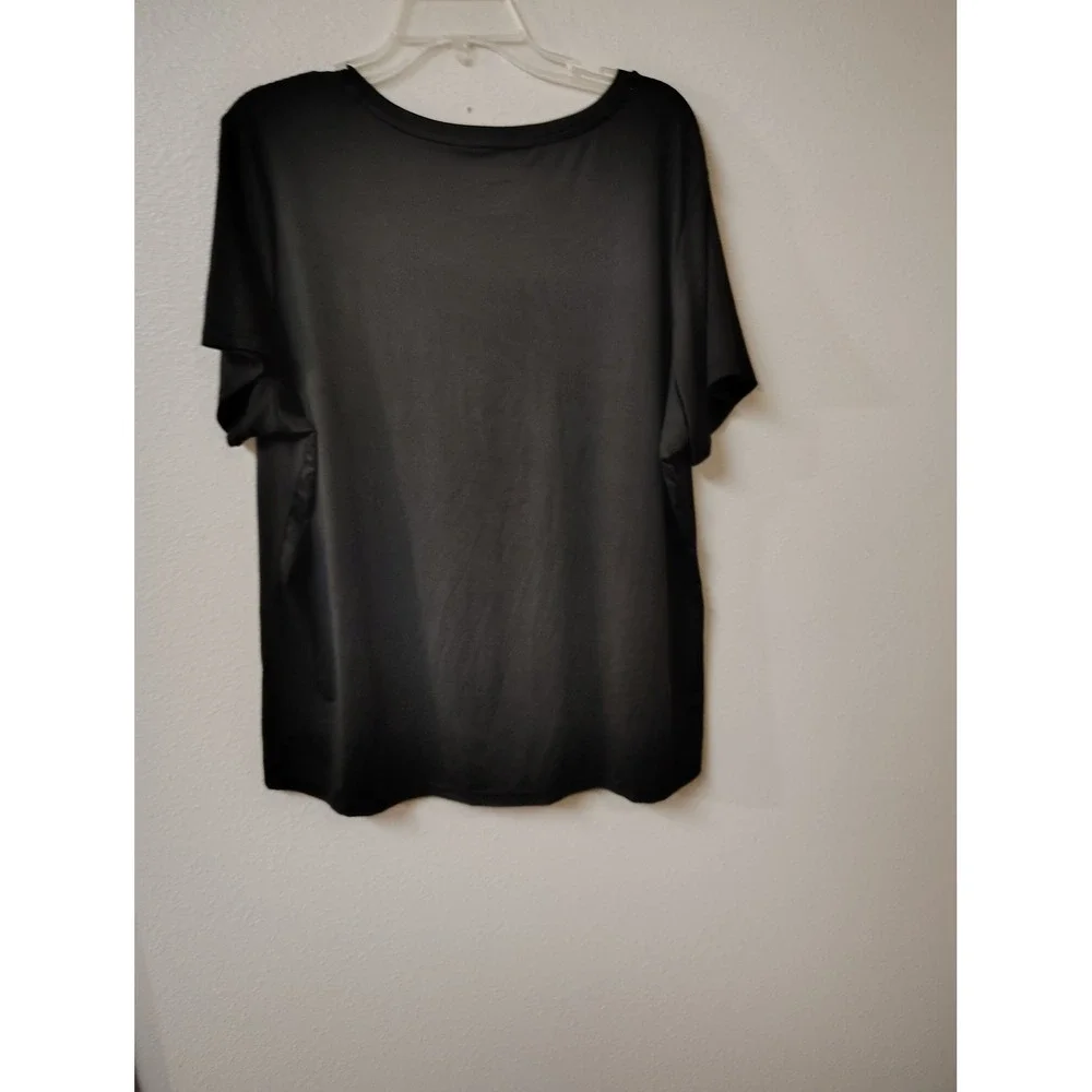 Aeropostale Sport Womens V-Neck Activewear T-Shirt Black Gold Graphic‎ XL